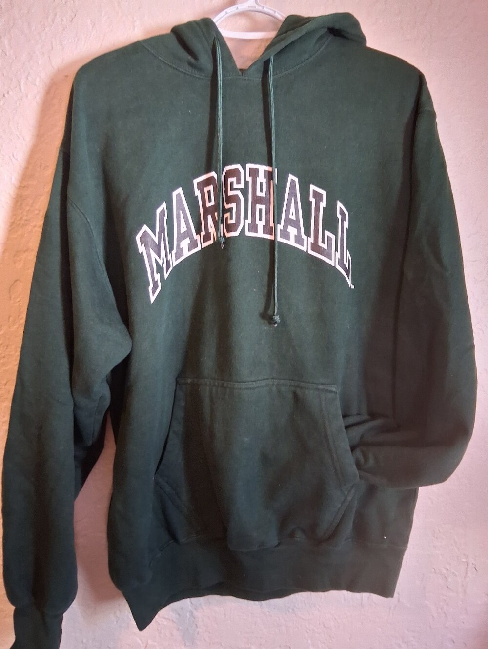 Marshall University Dark Green Hooded Heavy Duty Sweatshirt with Arch Logo SZ M